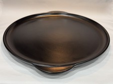 PAMPERED CHEF Round ROCKCROK 15" Diameter Black Pizza Grill Stone w/ Handles