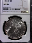 1884-O Silver Morgan Dollar NGC MS63