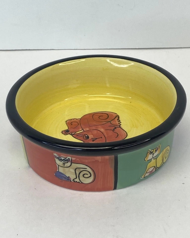 Ursula Dodge “My Favorite Things” Signature Stoneware Cat Bowl 5” Foto 3 de 4