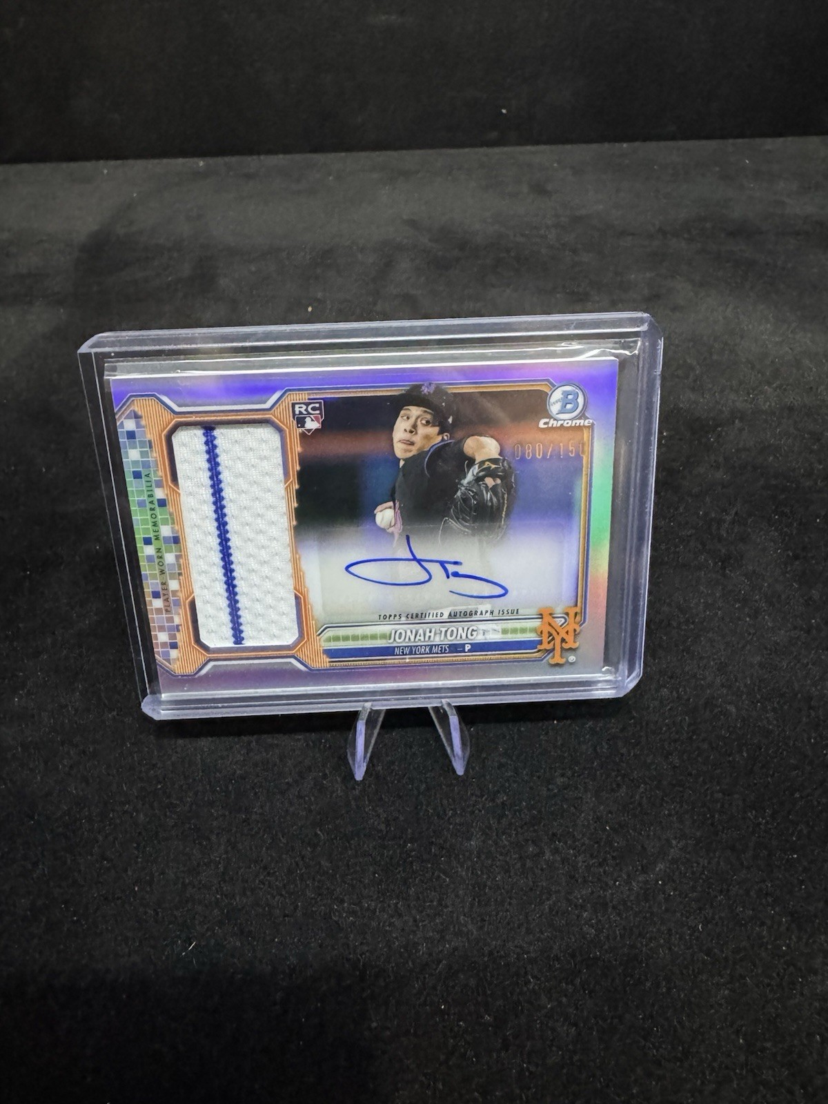 2026 Bowman Chrome Jonah Tong RC Jumbo Chrome Auto Relic JCAR-JT /150