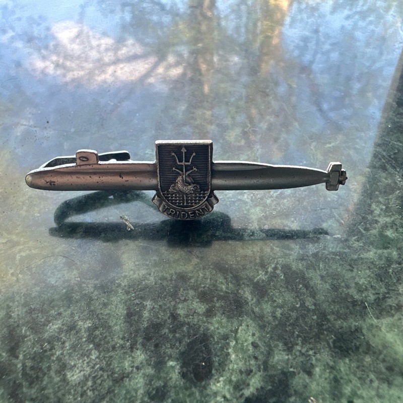 U.S. Navy Trident Submarine General Dynamics Tie Clip/Clasp, Vintage Original