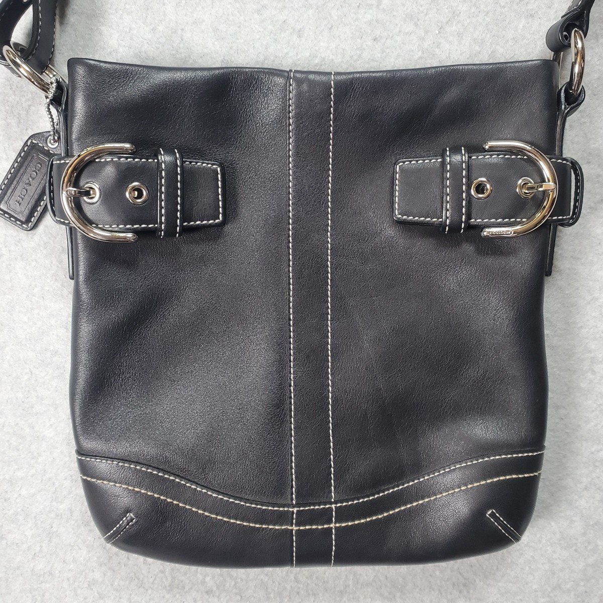 Vintage Coach Soho Slim Buckle Black Leather Shoulder Bag Y2K 1453
