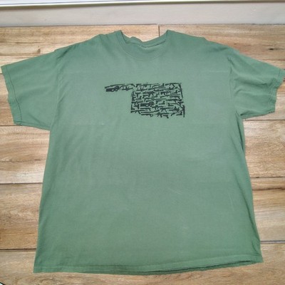 Quick Draw Shirts Oklahoma Gun State Graphic T-Shirt Green Men's Size 2XL