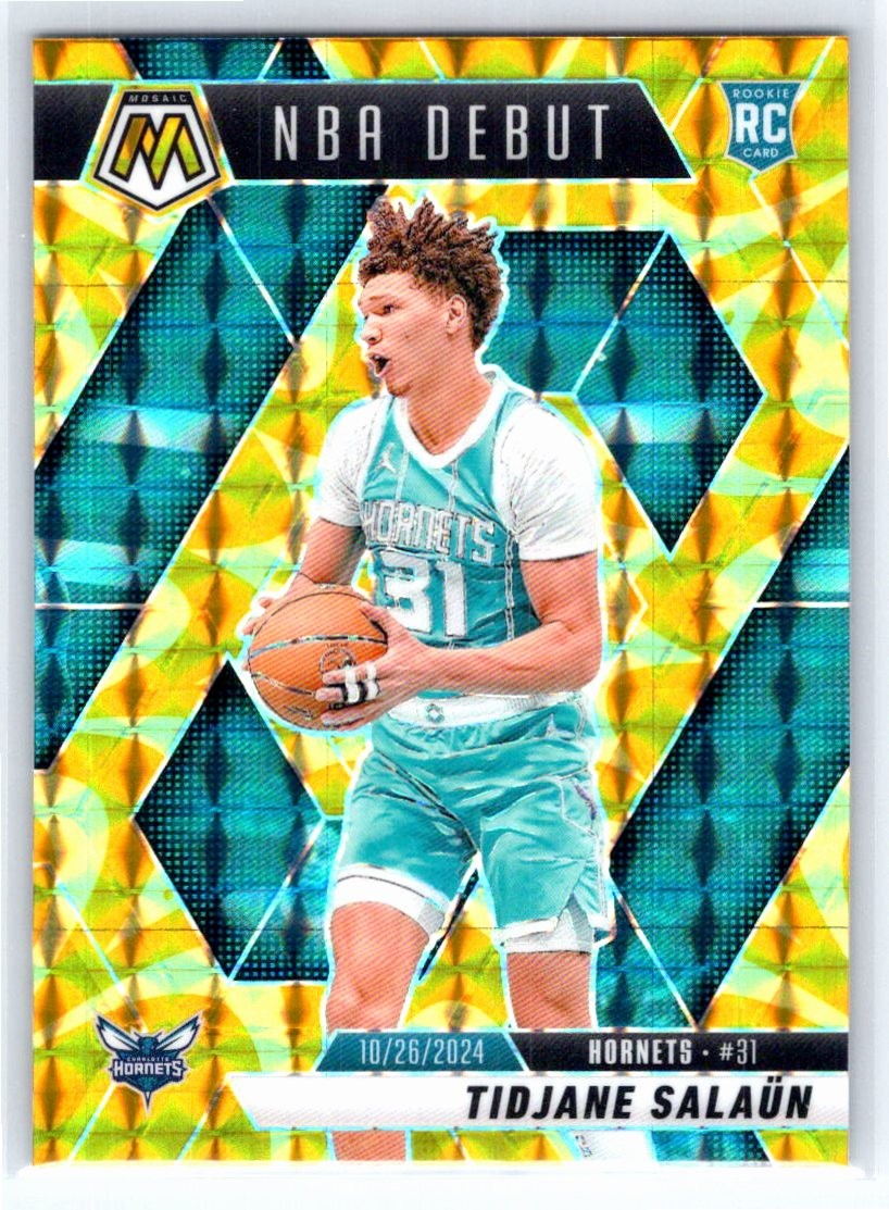 2024-25 Panini Mosaic #268 Tidjane Salaun Reactive Yellow Mosaic Hornets RC