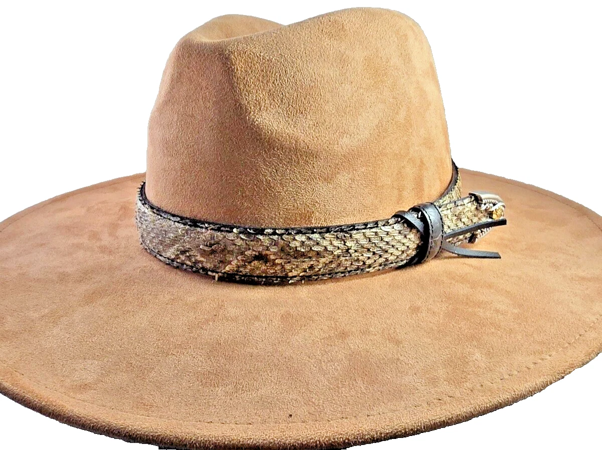 Rattlesnake skin hat band band Western cowboy cowgirl Gold belt tip classy