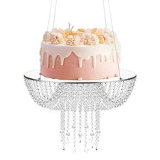 60cm Acrylic Romantic Wedding Cake Stand,4.8ft Rope Crystal Swing Hanging Holder