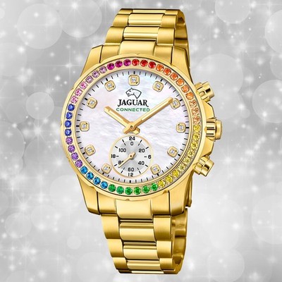 Jaguar Damenuhr Edelstahl gold Jaguar Connected Armbanduhr UJ983/4