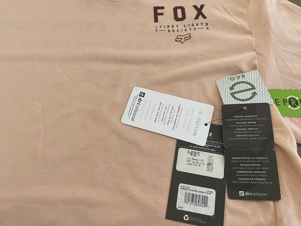 Men's Fox Racing Ranger Jersey 30104 Light Pink MTB Cycling Bike Short Sleeve - Image 4 of 4