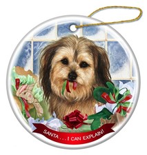 Yorkipoo Dog Porcelain Hanging Ornament Pet Gift 'Santa.. I Can Explain '