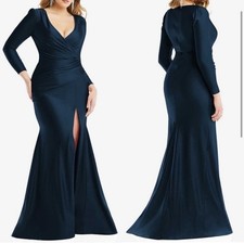 Cynthia  Sahar Yasmeen CS102 Mermaid Satin Gown Midnight Blue M NWT Dress