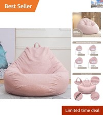Large Pink Bean Bag for Gaming & Relaxation - DIY Friendly 100x120cm Polycotton