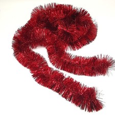 Garland, Tinsel Garland Red Shiny  7.5Cm / 270Cm Christmas Decoration