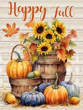 "Autumn Diamond Art Kits for Adults,5D Full Round Drill Dot Welcome Sunflower "