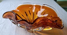 Bernsteinfarbene Glasschale Murano Glas Dekoration vintage Braun Art Deco