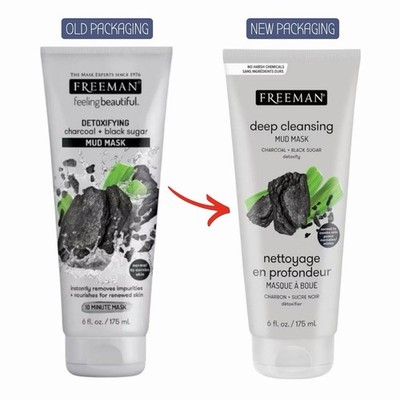 Freeman Charcoal & Black Sugar Mud Mask 175ml x2 Deep Clean Detox Face Care