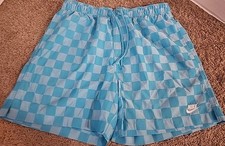 Nike Men's Club Flow Checkers Shorts Chlorine Blue Size Medium NWT
