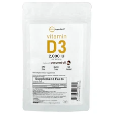 Vitamin D3, 2,000 IU, 500 Softgels