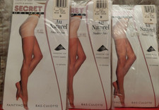 Vintage Pantyhose Secret Delux Control Top 3 Pack 33 Color Beige Size D BDR1