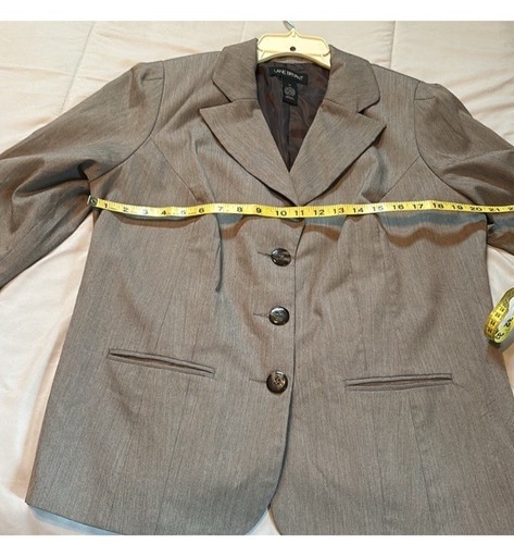 Lane Bryant Damen Sakko Blazer 14 grau Streifen 3/4 Arm drei Knöpfe Stretch - Bild 4 von 6
