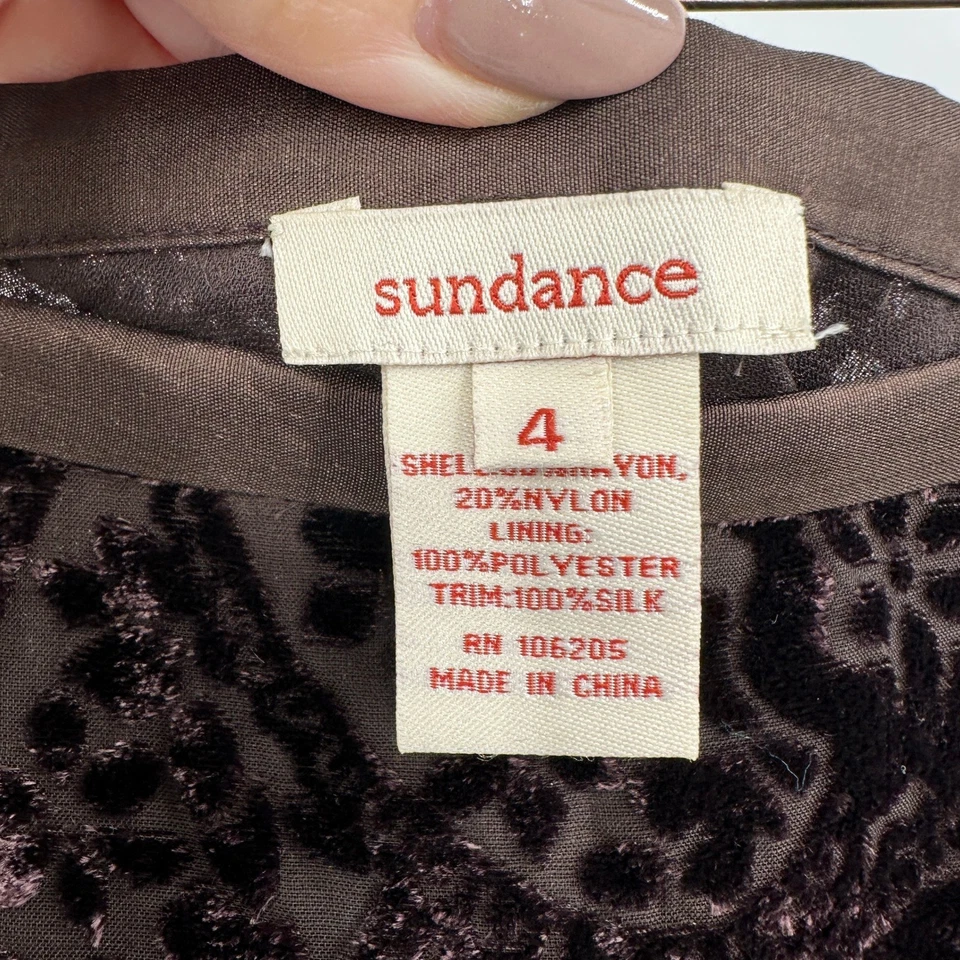 Falda midi Sundance de terciopelo Burnout cachemir en capas para mujer talla 4 marrón Foto 4 de 4