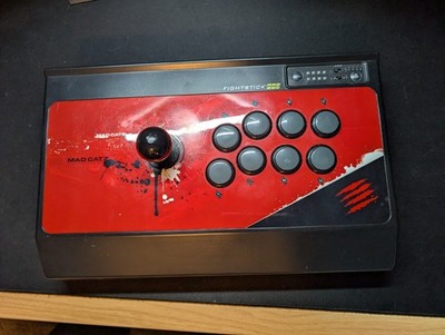Original Sanwa Mad Catz Black and Red Fightstick PS3/PC Tested Working Very Good