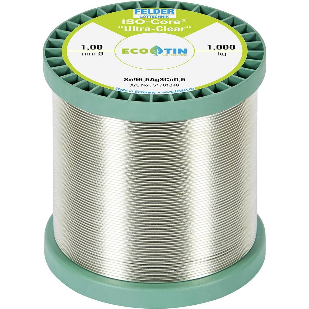 Étain à souder SAC305 bobine 1kg Felder Sn96,5Ag3Cu0,5 fil de soudure électronique sans plomb