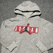 Jordan Hoodie Boys Size 5 Jumpman Fleece Pullover Gray Basketball Logo