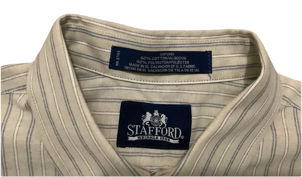 Camisa Oxford de manga corta con botones Stafford sin arrugas para hombre talla 17 ~ bronceada Foto 2 de 4