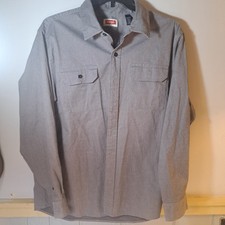 Wrangler Mens Casual Denim Gray Shirt Regular Long Sleeve Button Front 2 Pockets