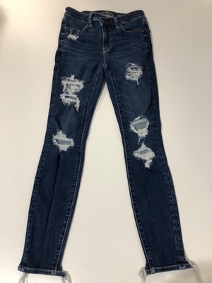American Eagle Women Next Level Stretch Super High Rise Jegging Distressed Sz 2