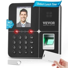 VEVOR Time Clocks for Employees Small Business with Face, Fingerprint, RFID a...