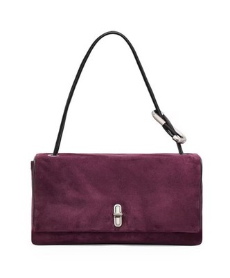 NWT Marc Jacobs  The Suede Large Dual Shoulder Bag In Dark Plum | $495