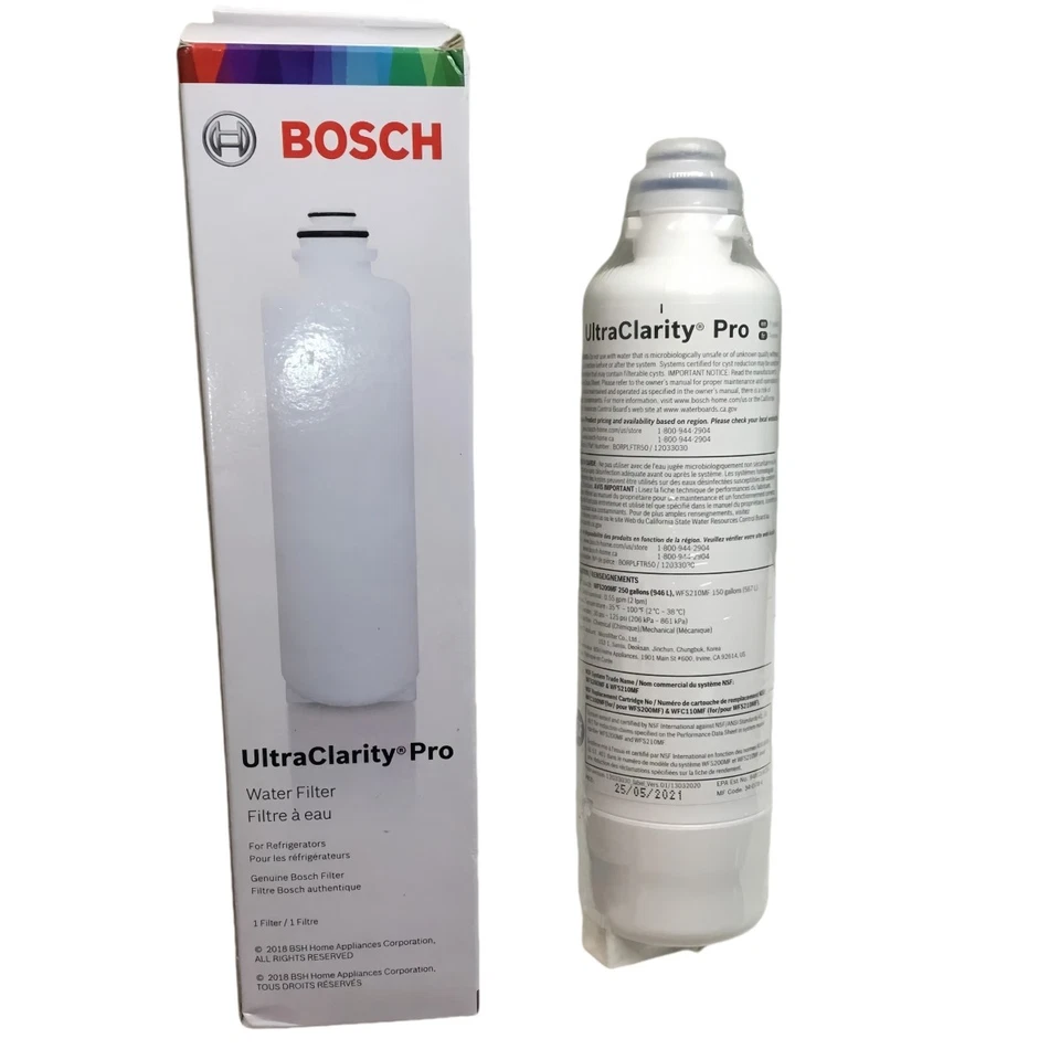 Paquete de 1-3 filtros de agua Bosch Ultra Clarity Pro BORPLFTR50 blanco #WFS200MF/WFS210MF Foto 3 de 4