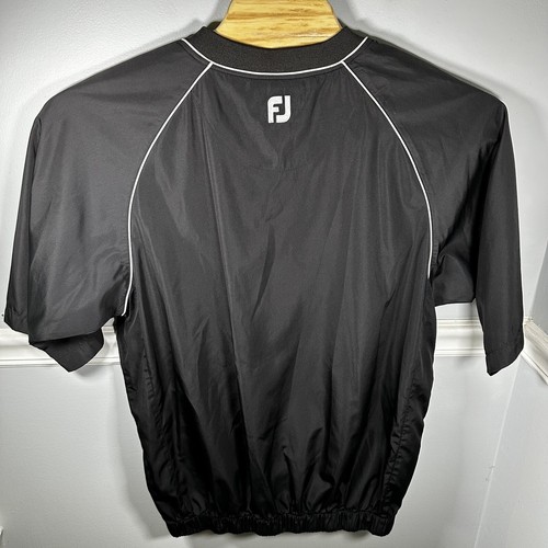 Footjoy Black Large Wind Shirt Short Sleeve V Neck Polyester Golf Lightweight - Picture 5 of 5