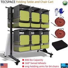 LoJok Folding Table and Chair Cart with cover, 800 LBS Capacity for 84 Chairs