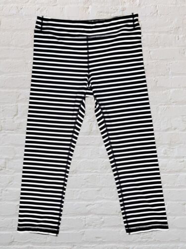 Athleta Girl Cropped Striped Leggings XL/14 Black White Drawstring Capri Gym - Picture 2 of 6