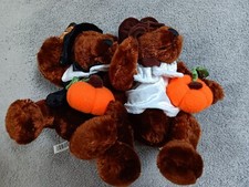 Dan Dee Thanksgiving Pilgrim Bears Holding Pumpkin 7" Soft Stuffed Animal Plush