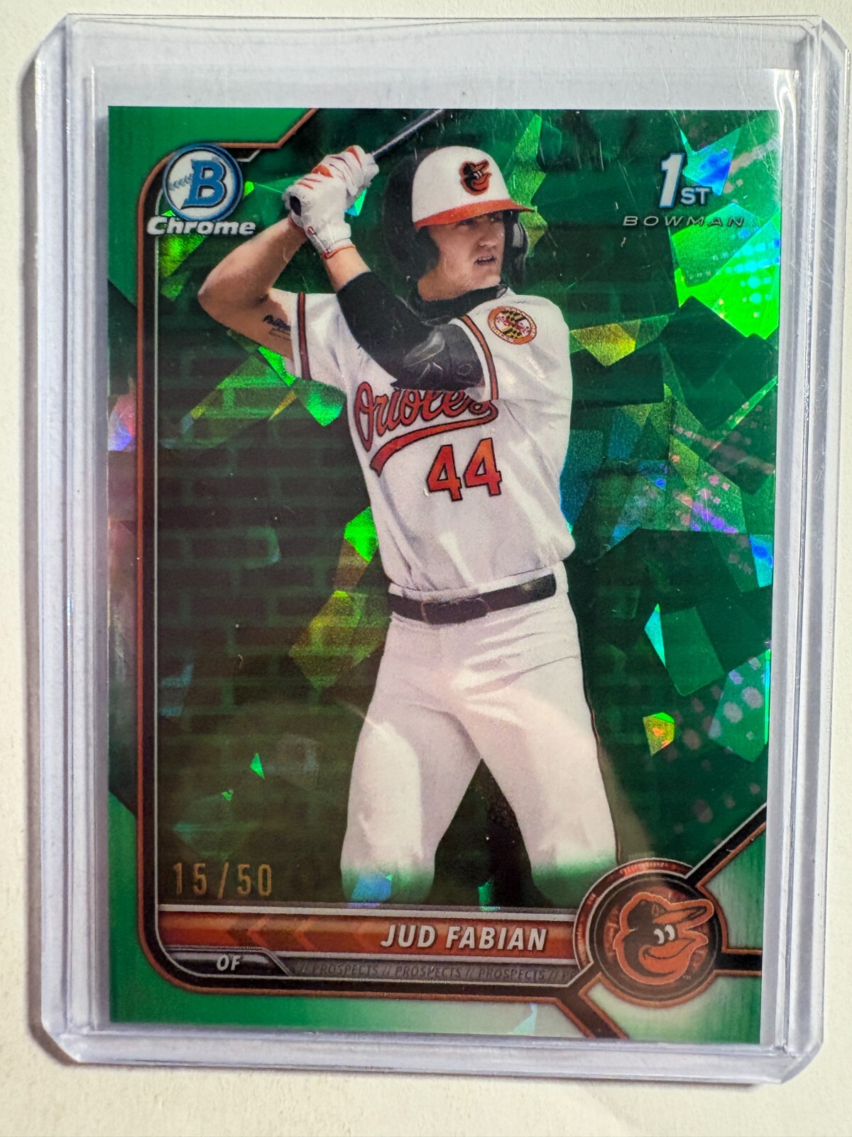 K325,534 - 2022 Bowman Chrome Draft Sapphire Green #BDC114 Jud Fabian #/50