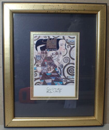 GUSTAV KLIMT imprimé encadré « The Waiting » art abstrait décoration d'intérieur 11,5 x 9,25 - Photo 1 sur 5