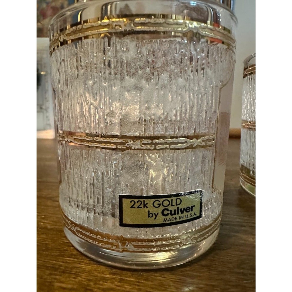 Vintage Niagra Falls Culver 22k Gold Rocks Cocktail Bar Glasses  display picture 1