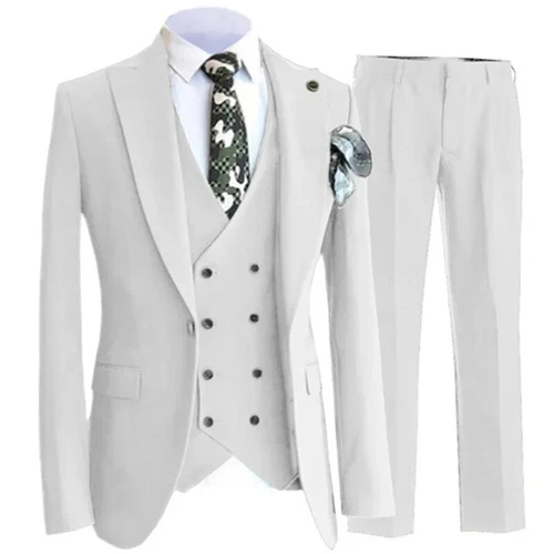 Pants Vest Men Suits Dress 3 Piece Set Male Blazers Wedding Jacket Coat Trousers - Picture 28 of 50