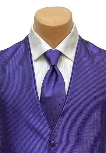 Men's Flow Formals Purple Tuxedo Vest with Tie Bow or Long Groom Prom Wedding - Picture 7 of 7