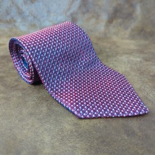Tommy Hilfiger 100% Silk Made in USA Tie Geometric Red 4" x 56"