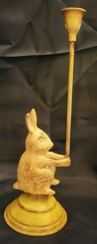 Tall Metal Rabbit / Bunny Candle Holder 13" High - India