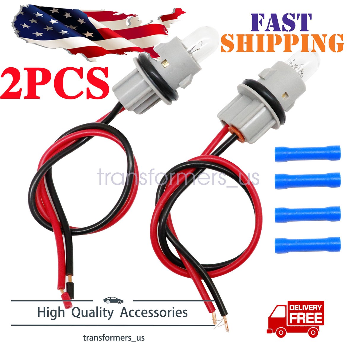 2X Side Marker Lamp Light Bulb Socket Wire Harness For Mercedes