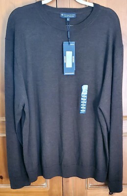 NWT Mens Hart Schaffner Marx Chocolate Brown Merino Wool Pullover Sweater XXL