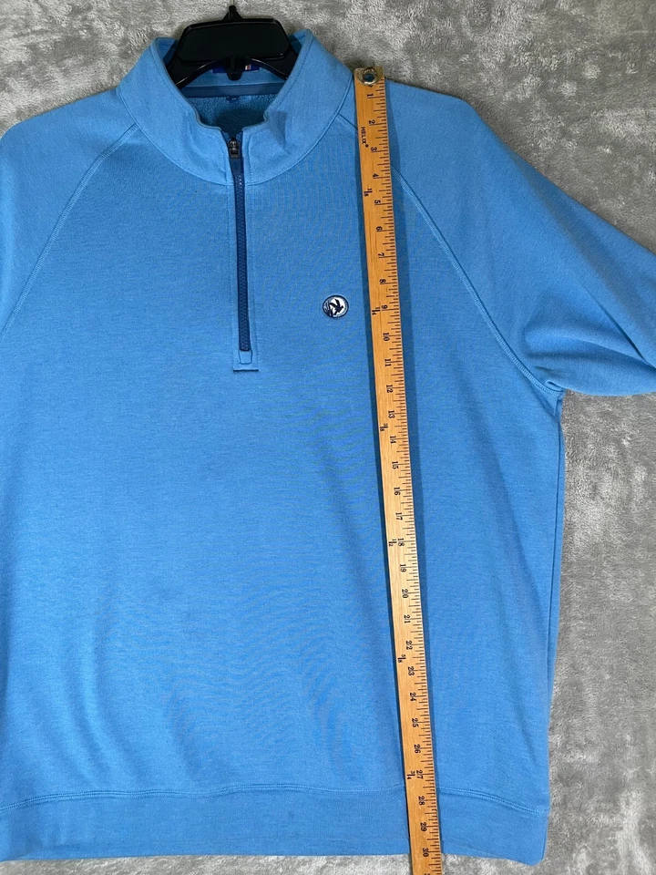 Stitch Sweater 1/4 Zip Pullover L/S Blue Sweatshirt Elbow Patches Size XL - Image 3 of 4