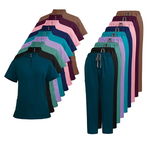 Lightweight Medical Scrub - Zip-Top & Straight Leg Pants for Doctor & Nursing Un - Picture 3 of 105