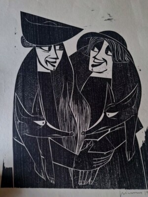 Kunstdrucke , Holzschnitt Von GRIMM,Gerd Gerhard 1975