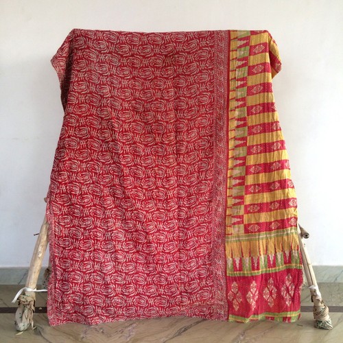 Vintage Indian Handmade Quilt Kantha Bedspread Throw Cotton Blanket Ralli Gudari - Picture 13 of 35